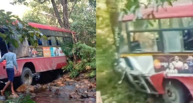 KSRTC bus returning from Mahadeshwara Hills falls into gorge; none dead